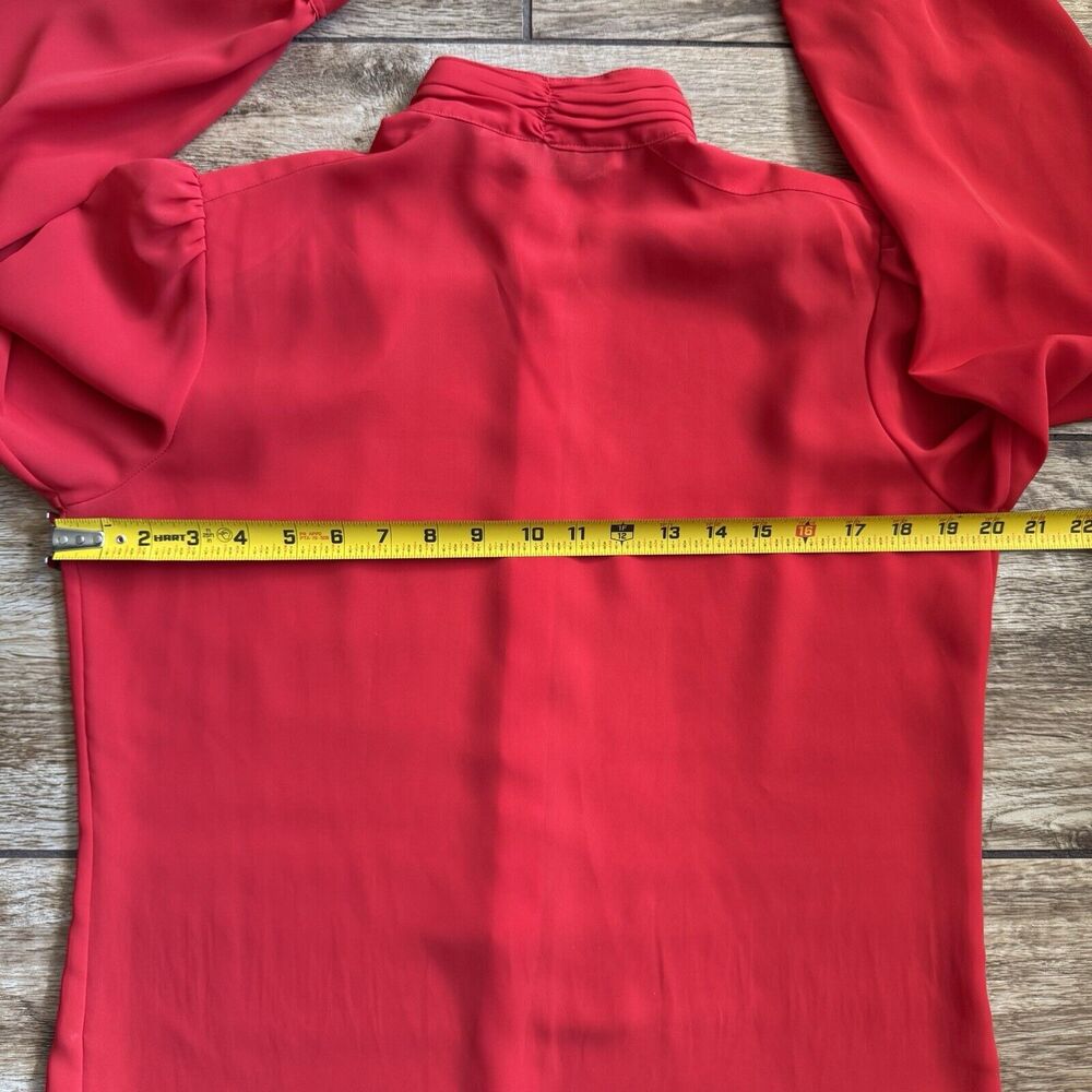 Vintage Red Sheer Blouse Mock Neck Size 10 - Picture 6 of 12